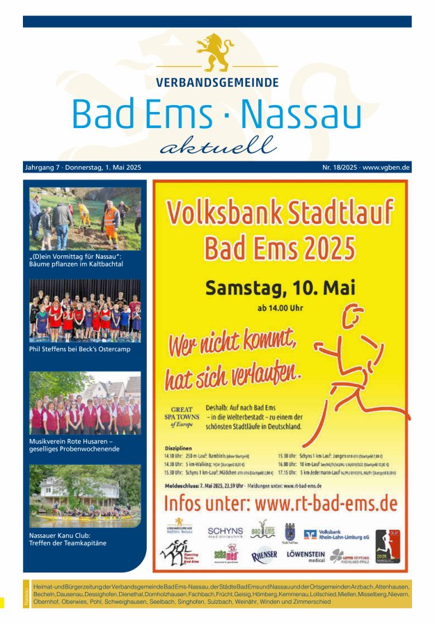 Bad Ems-Nassau aktuell Ausgabe Nassau Titelblatt 18/2025
