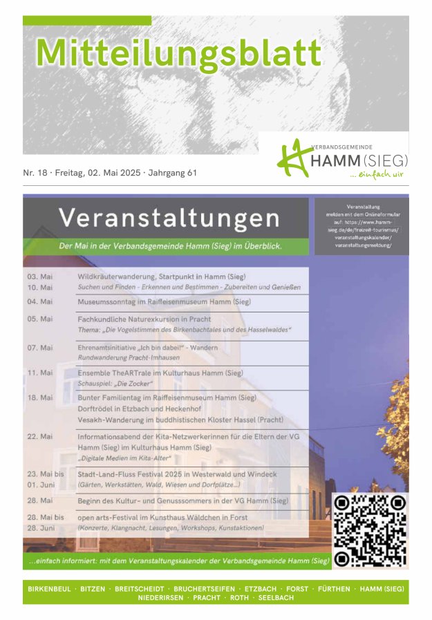 Mitteilungsblatt Hamm (Sieg) Titelblatt 18/2025