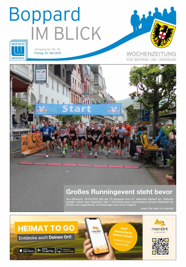 Boppard im Blick - Heimatzeitung für die Stadt Boppard Titelblatt 18/2025