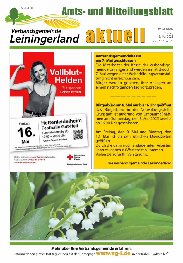 VG Leiningerland aktuell Titelblatt 18/2025