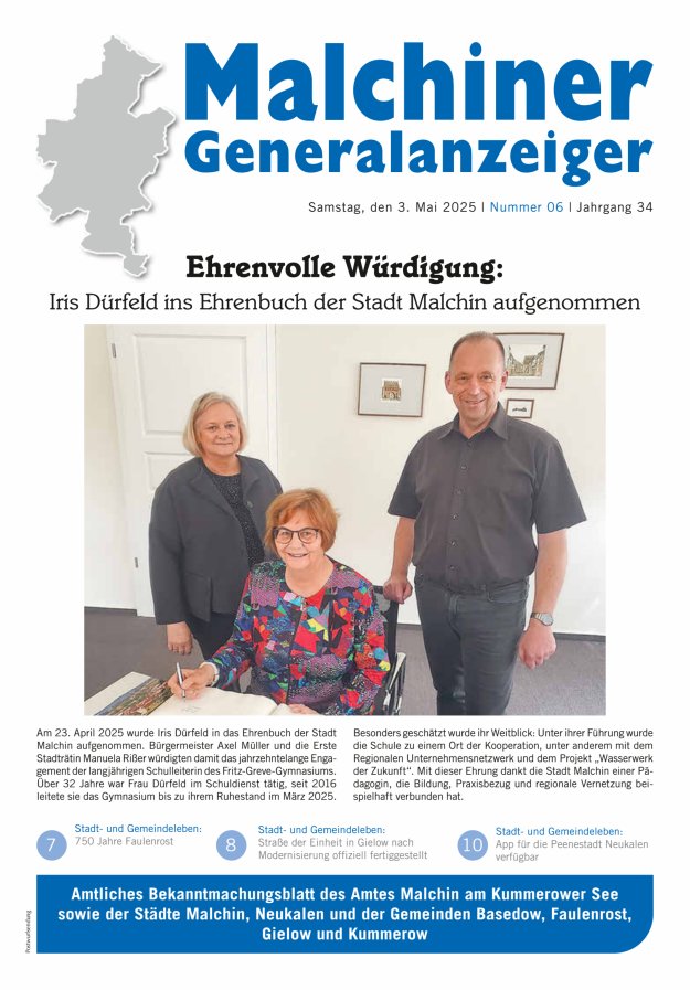 Malchiner Generalanzeiger Titelblatt 06/2025