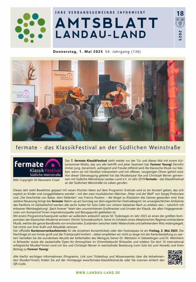 Amtsblatt VG Landau-Land Titelblatt 18/2025