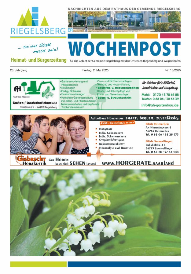 Riegelsberger Wochenpost Titelblatt 18/2025