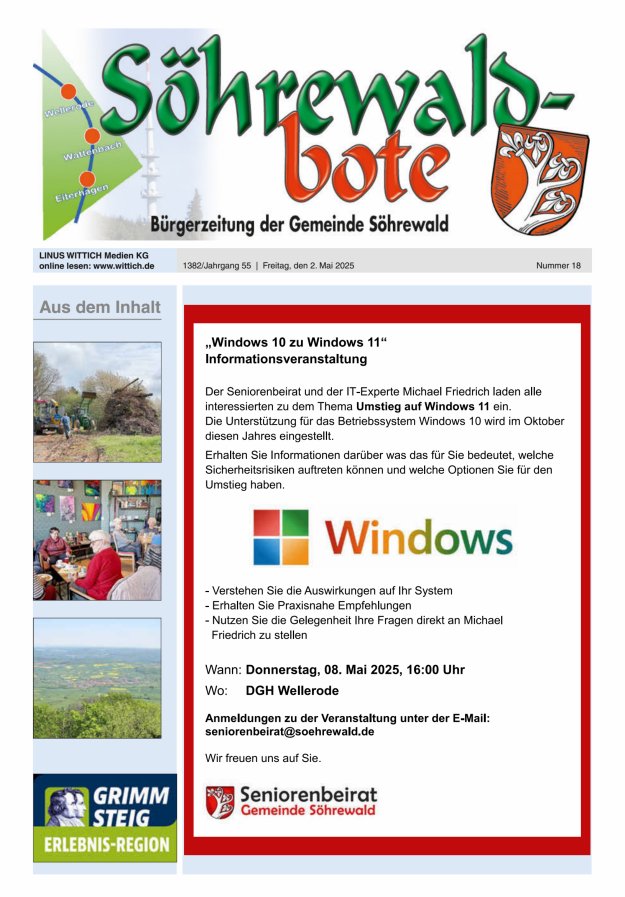 Söhrewaldbote Titelblatt 18/2025