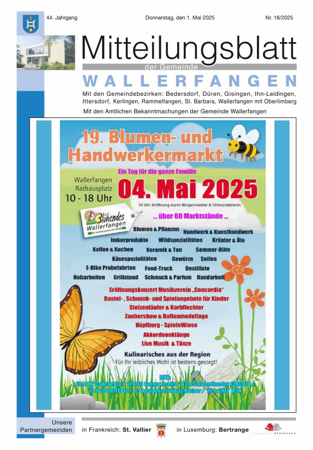 Mitteilungsblatt Gemeinde Wallerfangen Titelblatt 18/2025