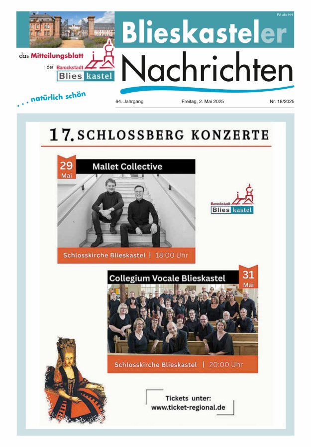 Blieskasteler Nachrichten  Titelblatt 18/2025