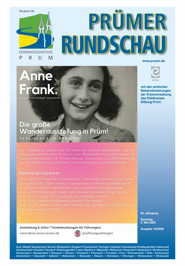 Prümer Rundschau Titelblatt 18/2025