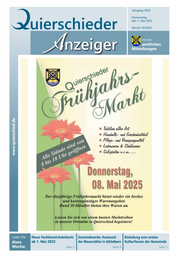 Quierschieder Anzeiger Titelblatt 18/2025