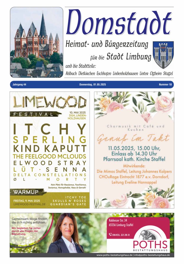 Domstadt - Heimat- und Bürgerzeitung für die Stadt Limburg Titelblatt 18/2025