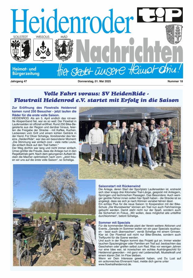 "tip" Heidenroder Nachrichten Titelblatt 18/2025