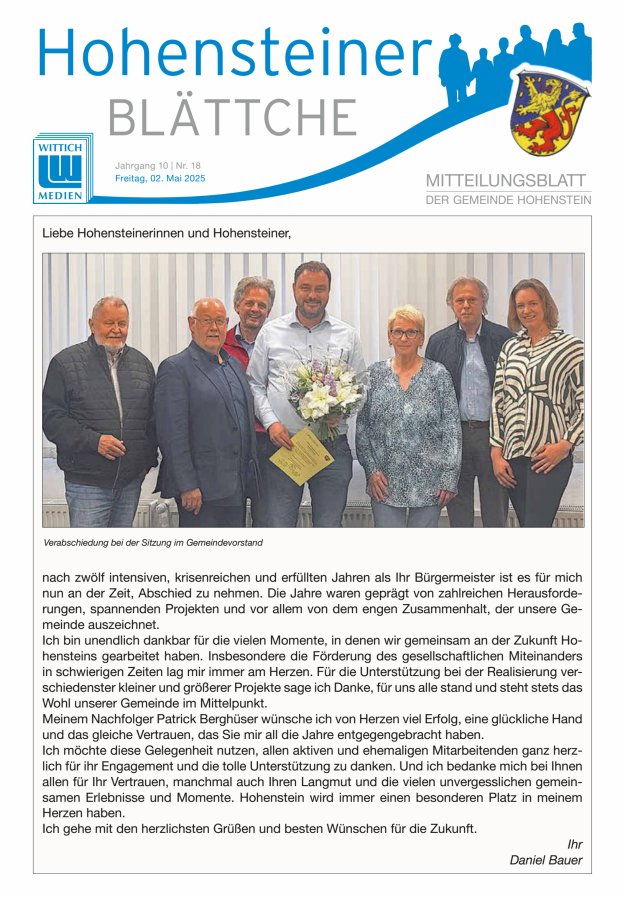 Hohensteiner Blättche Titelblatt 18/2025