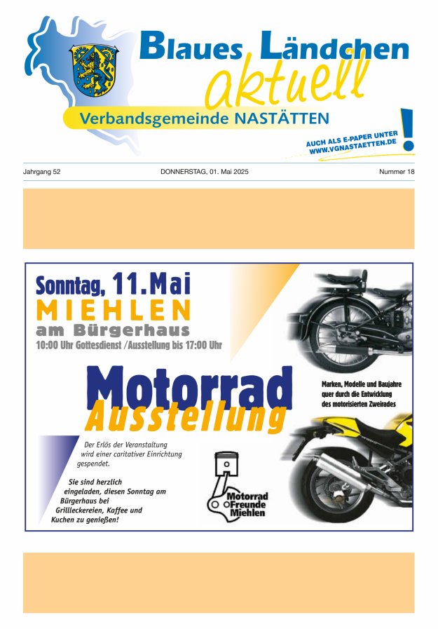 Blaues Ländchen aktuell - Heimat- u Bürgerzeitung VG Nastätten Titelblatt 18/2025