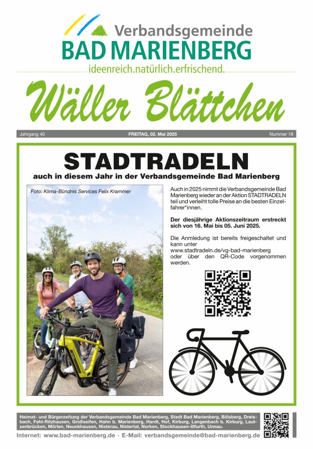 Wäller Blättchen - Verbandsgemeinde Bad Marienberg Titelblatt 18/2025