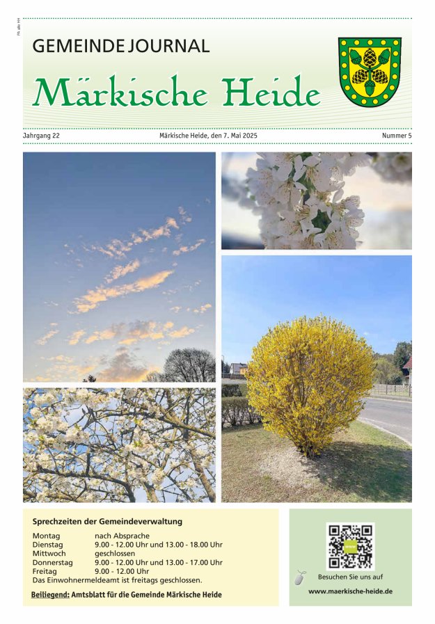 Gemeindejournal Märkische Heide – Amtsblatt für die Gemeinde Märkische Heide Titelblatt 05/2025