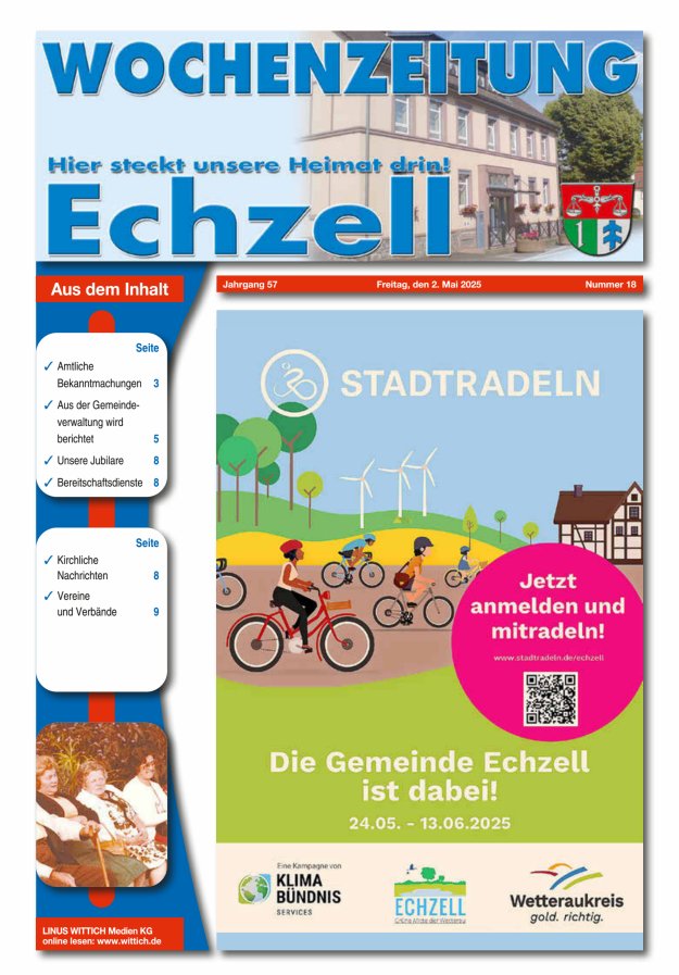 Wochenzeitung für die Gemeinde Echzell Titelblatt 18/2025