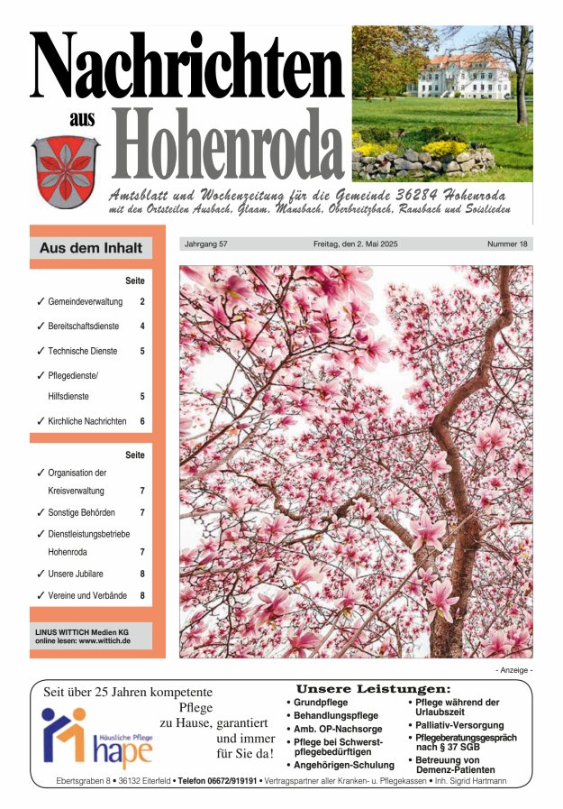 Nachrichten aus Hohenroda Titelblatt 18/2025