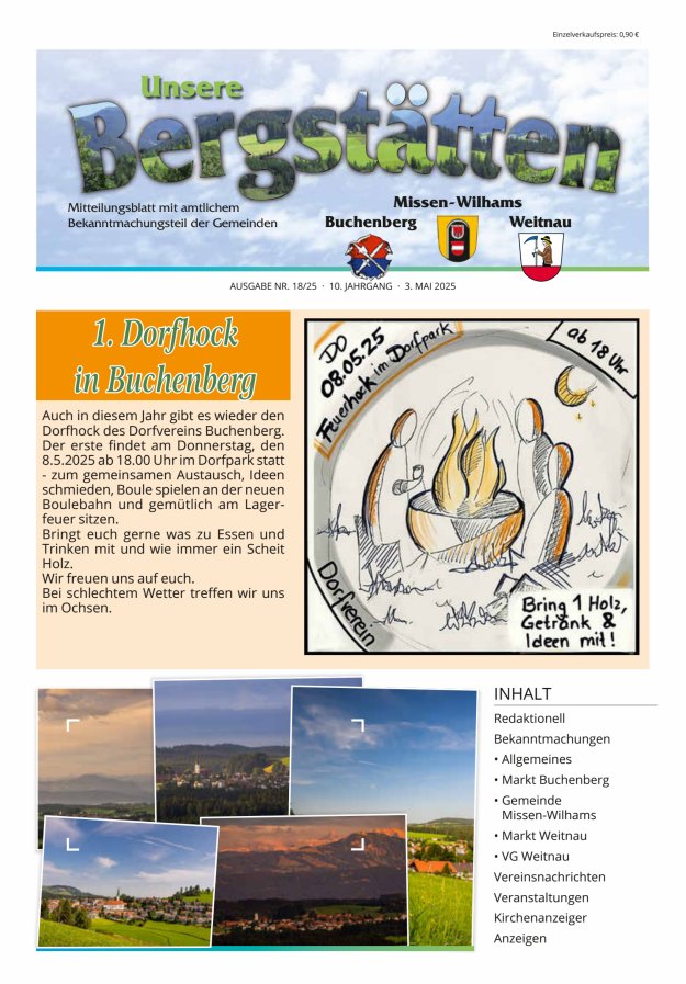 Unsere Bergstätten Mitteilungsblatt mit amtlichem Bekanntmachungsteil Titelblatt 18/2025