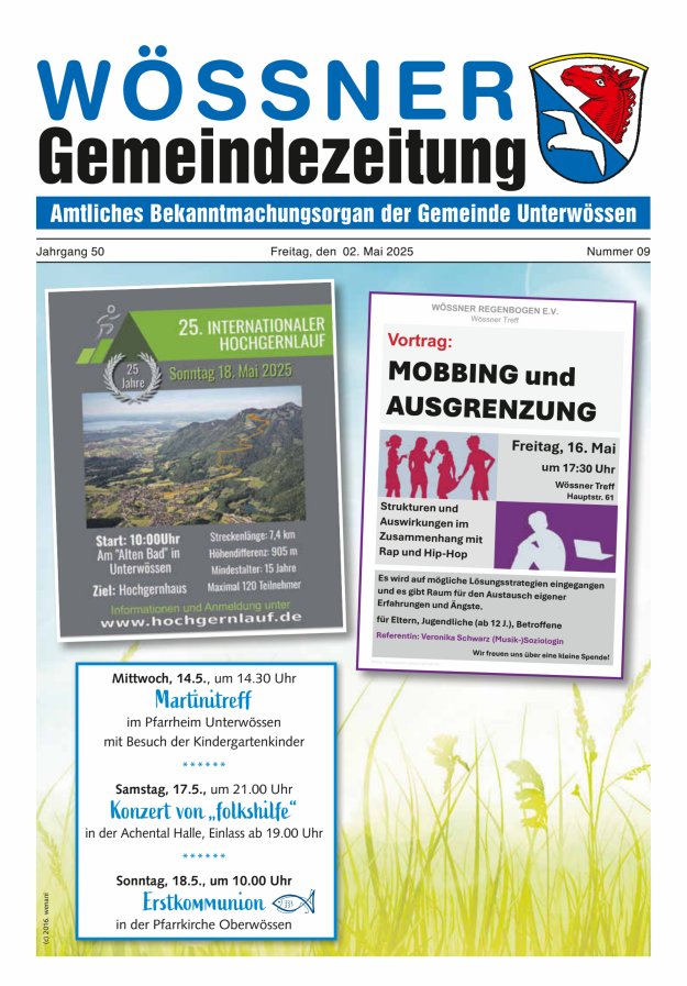 Wössner Gemeindezeitung Amtliches Bekanntmachungsorgan der Gemeinde Unterwössen Titelblatt 09/2025