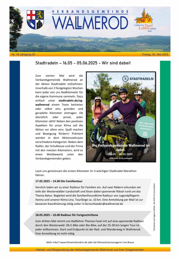 Wir über uns - Verbandsgemeinde Wallmerod Titelblatt 18/2025
