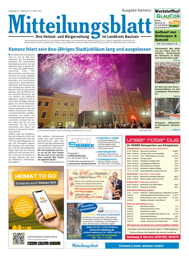 Mitteilungsblatt LK Bautzen Ausgabe Kamenz Titelblatt 17/2025