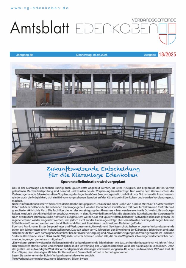Amtsblatt VG Edenkoben Titelblatt 18/2025