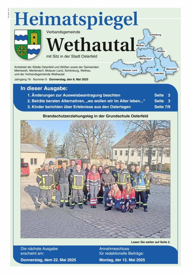 Heimatspiegel Verbandsgemeinde Wethautal mit Sitz in der Stadt Osterfeld Titelblatt 09/2025