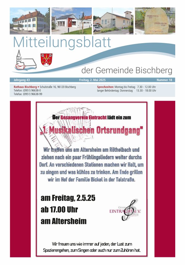 Mitteilungsblatt der Gemeinde Bischberg Titelblatt 18/2025