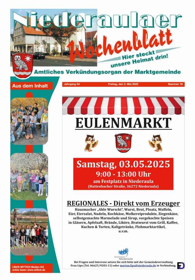 Niederaulaer Wochenblatt Titelblatt 18/2025
