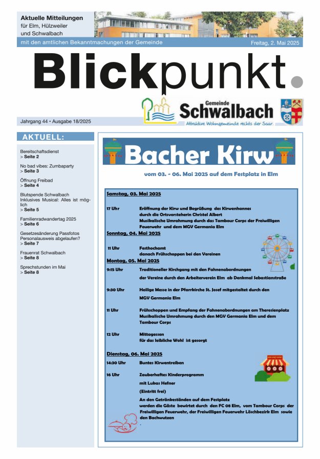 Blickpunkt Schwalbach Titelblatt 18/2025