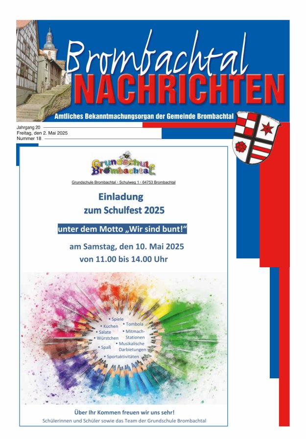 Brombachtal-Nachrichten Amtsblatt der Gemeinde Brombachtal Titelblatt 18/2025
