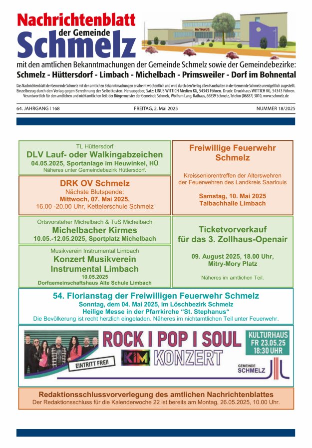 Nachrichtenblatt Schmelz Titelblatt 18/2025