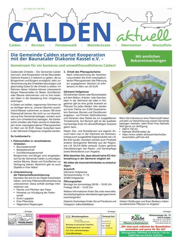 Calden aktuell Titelblatt 09/2025