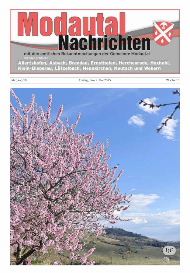 Modautal-Nachrichten Titelblatt 18/2025