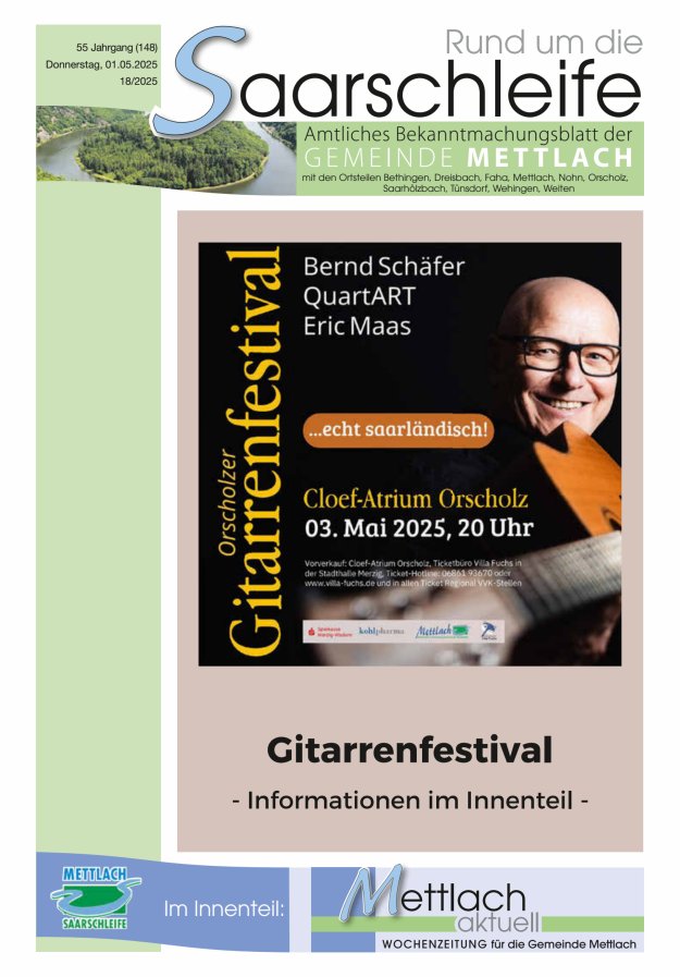 Rund um die Saarschleife Gemeinde Mettlach Titelblatt 18/2025