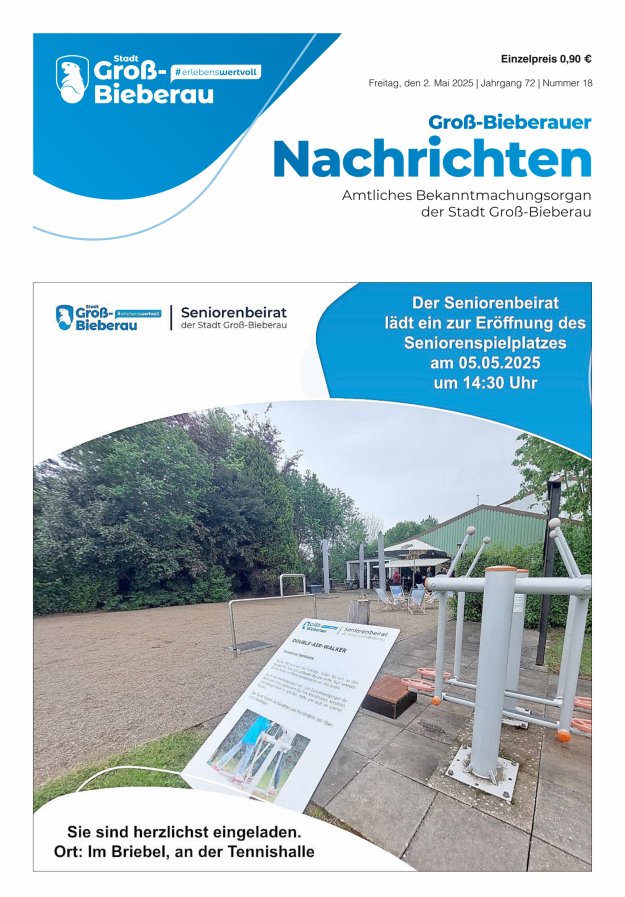 Groß-Bieberauer Nachrichten Titelblatt 18/2025