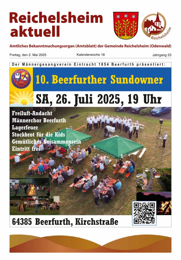 Reichelsheim aktuell - Amtsblatt der Gemeinde Reichelsheim(Odenwald) Titelblatt 18/2025