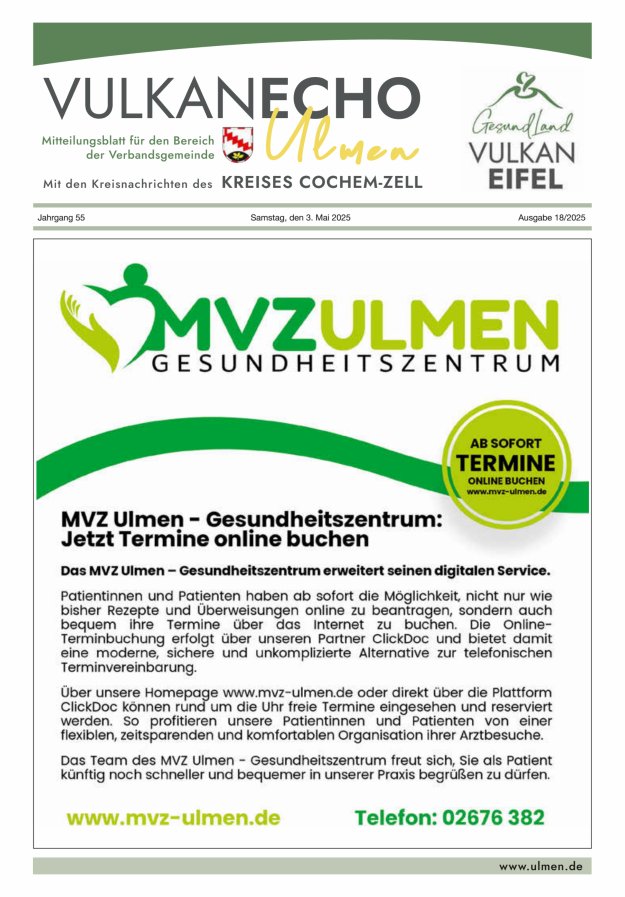 Vulkan Echo VG Ulmen Titelblatt 18/2025