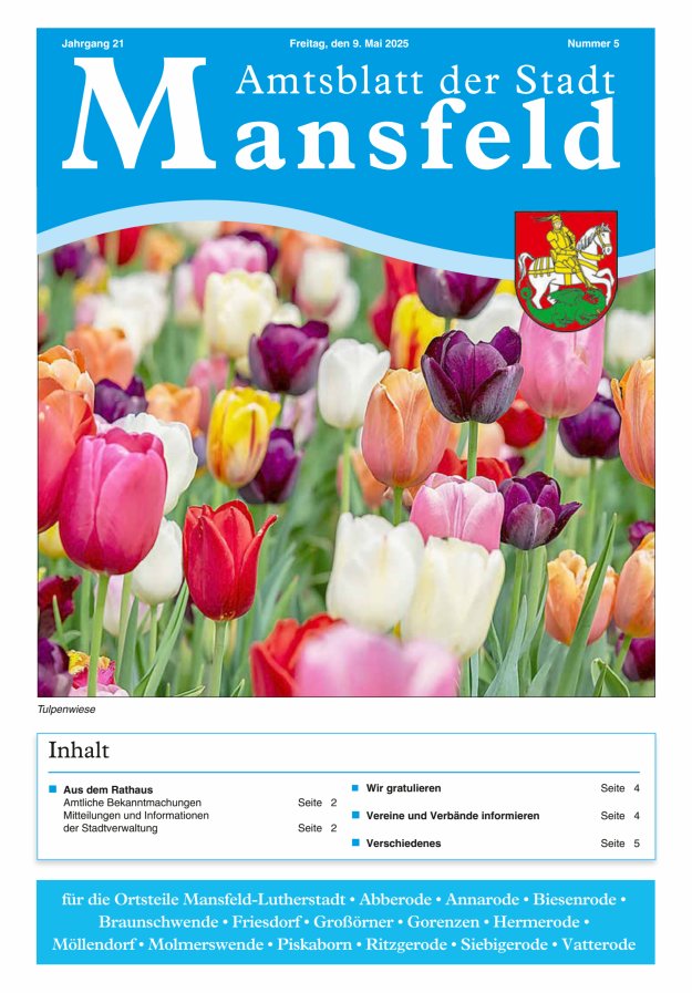 Amtsblatt der Stadt Mansfeld Titelblatt 05/2025