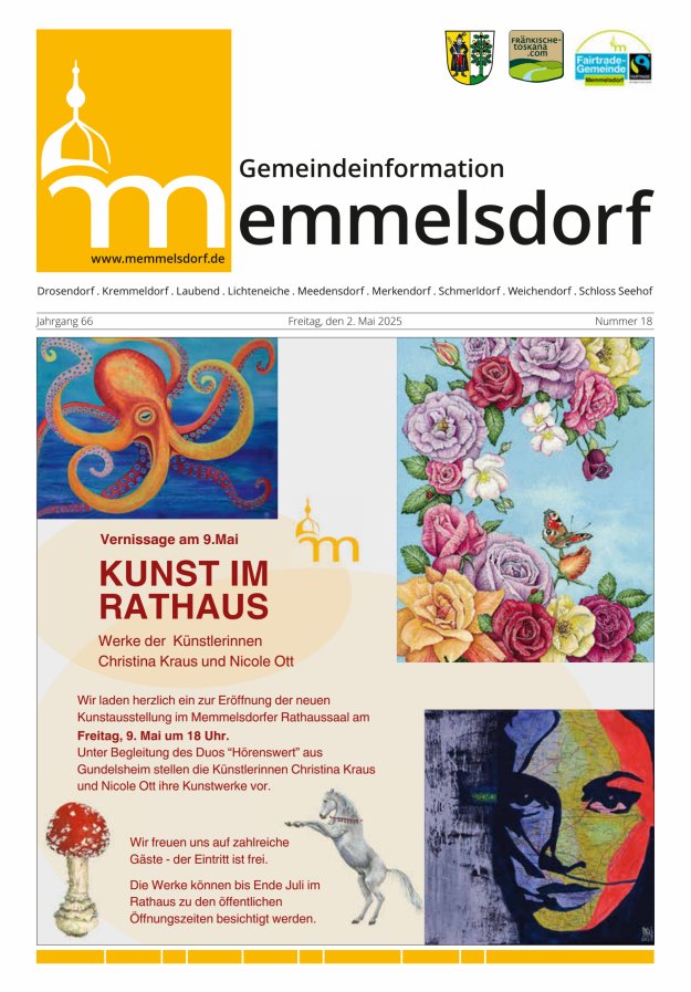 Mitteilungsblatt der Gemeinde Memmelsdorf Titelblatt 18/2025
