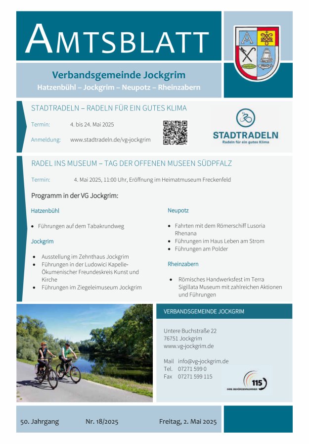 Amtsblatt VG Jockgrim Titelblatt 18/2025