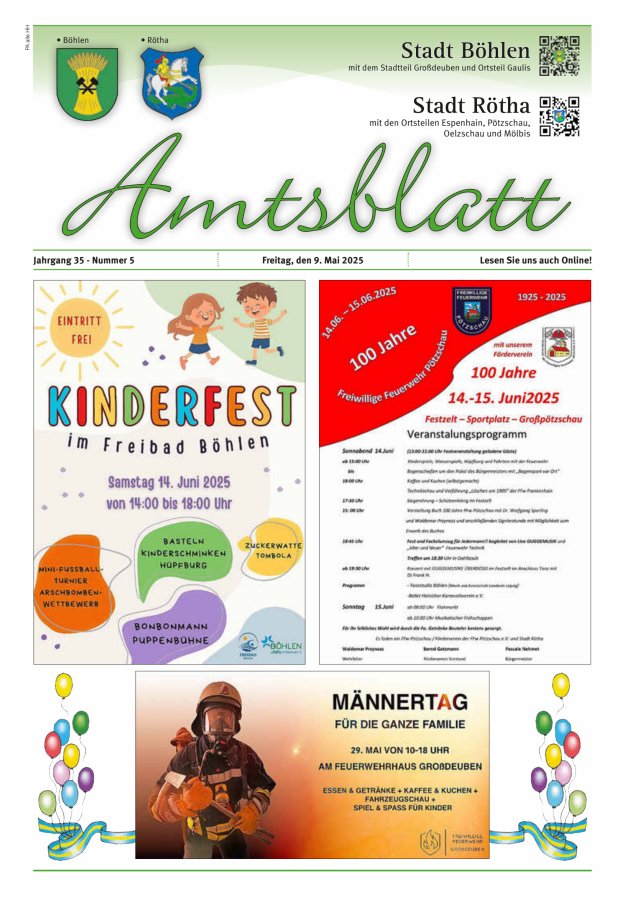 Amtsblatt der Stadt Böhlen Titelblatt 05/2025