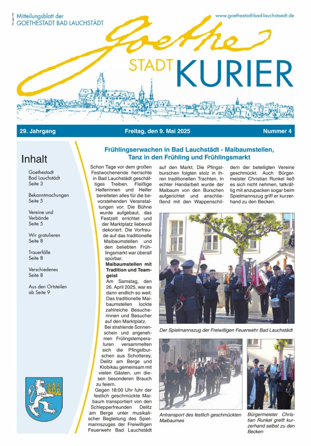Goethestadt Kurier - Mitteilungsblatt der Goethestadt Bad Lauchstädt Titelblatt 04/2025