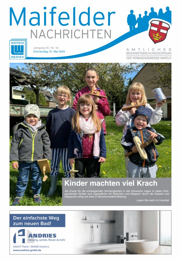 Maifelder Nachrichten - Wochenzeitung der Verbandsgemeinde Maifeld Titelblatt 18/2025