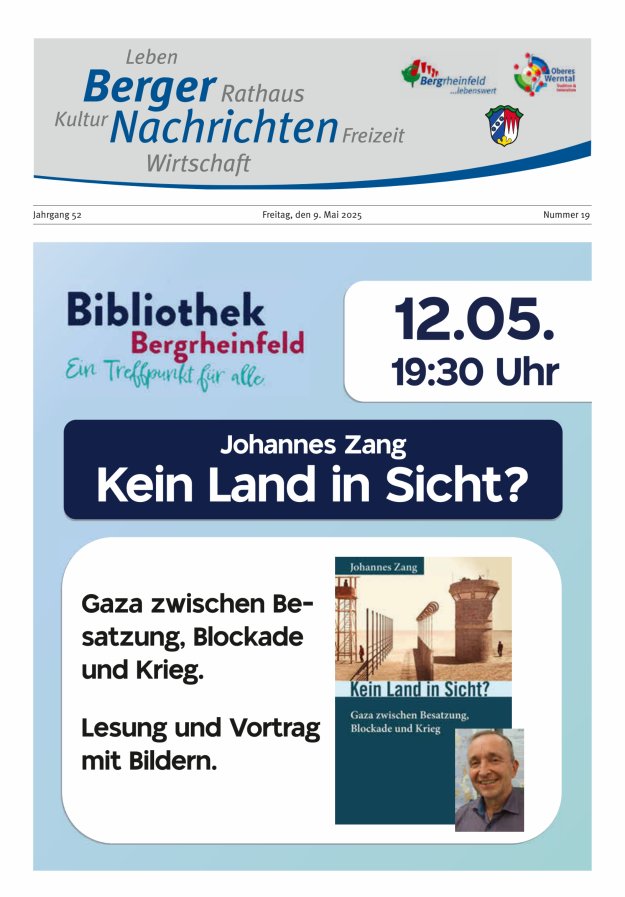 Berger Nachrichten, Bergrheinfeld Titelblatt 19/2025