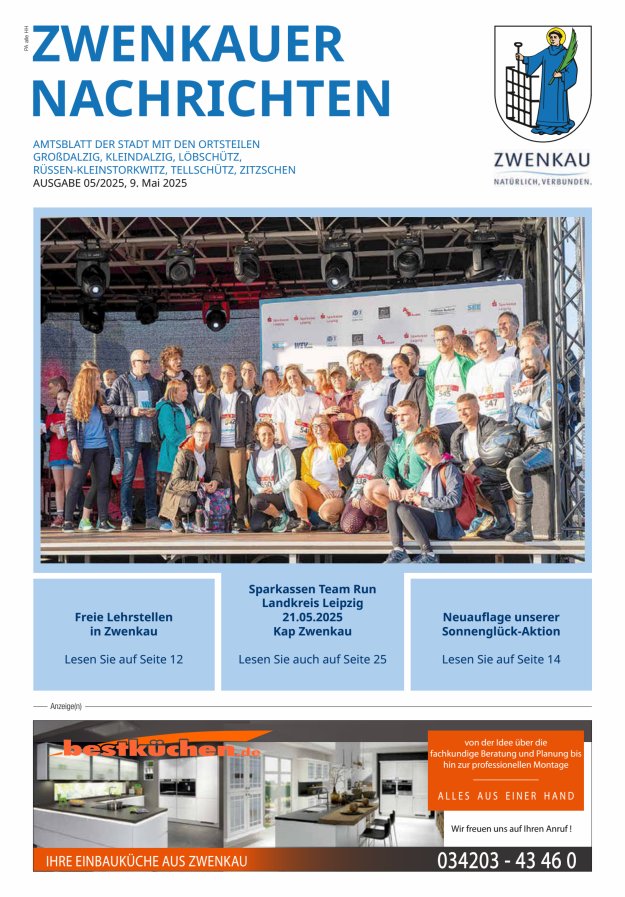 Zwenkauer Nachrichten - Amtsblatt der Stadt mit ihren Ortsteilen Titelblatt 05/2025