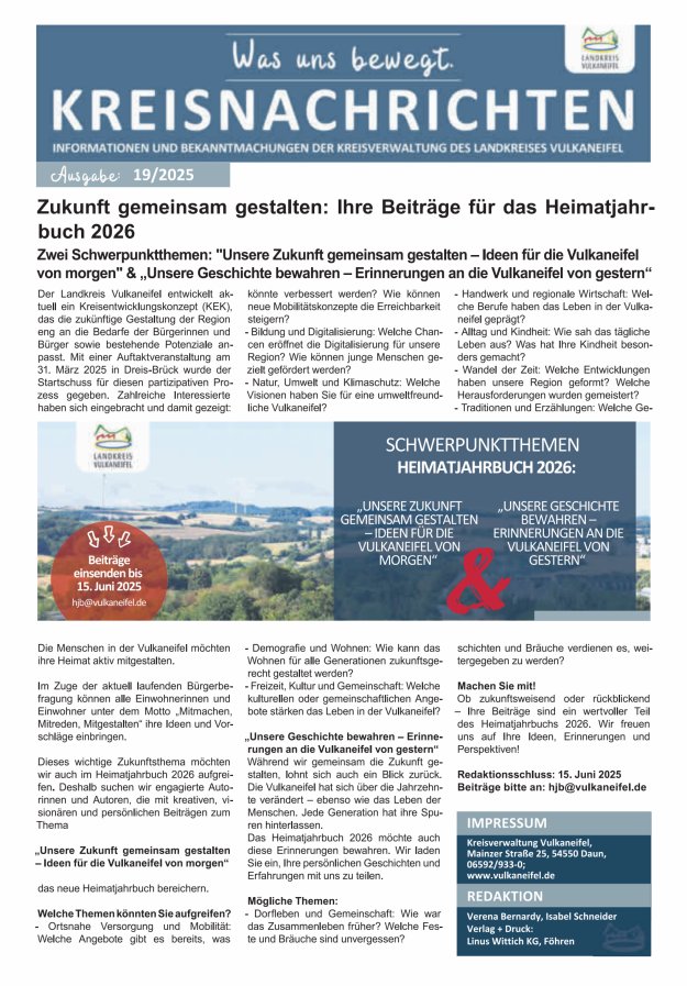 Kreisnachrichten Titelblatt 19/2025
