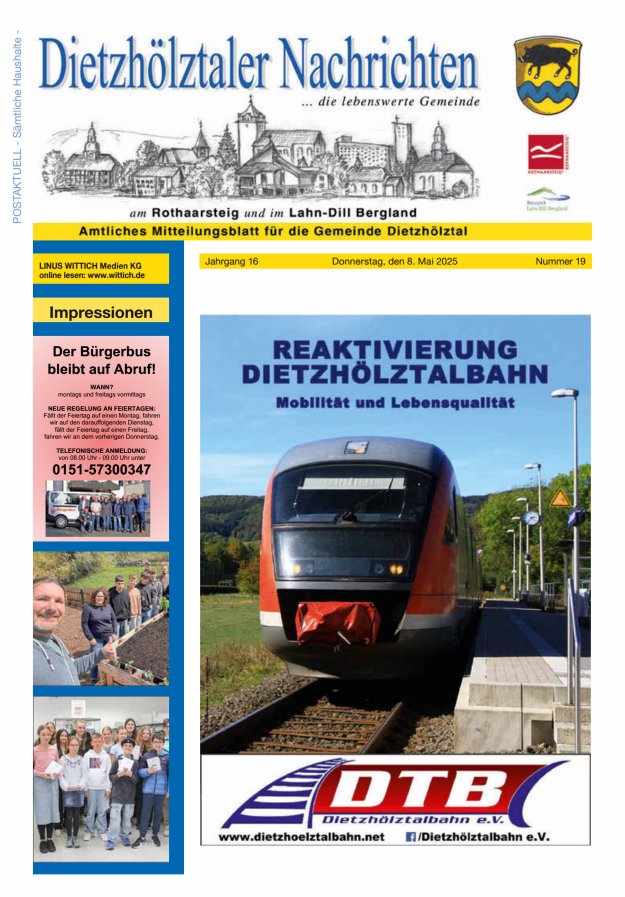 Dietzhölztaler Nachrichten Titelblatt 19/2025