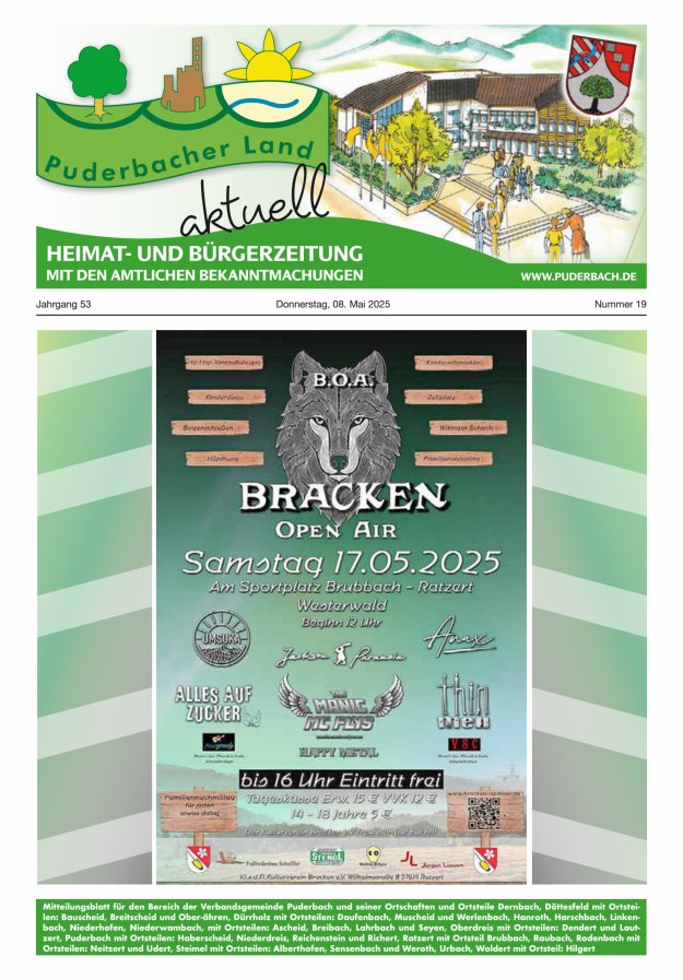 Puderbacher Land aktuell Titelblatt 19/2025