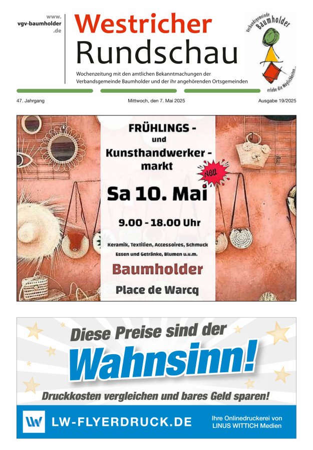 Westricher Rundschau VG Baumholder Titelblatt 19/2025