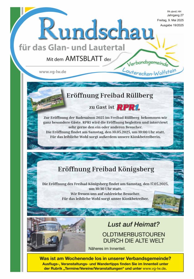 Rundschau für das Glan- und Lautertal Titelblatt 19/2025